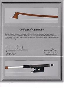 A very fine 4/4 FRENCH violin bow by FRANCOIS LOTTE/Salchow cert