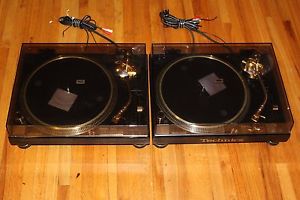 (2) Technics SL-1200GLD Anniversary Edition Gold Turntables