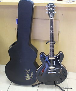 2011 Gibson ES-335 Custom Shop Black Natural Wood Pattern