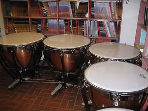 SET OF 4 LUDWIG PROFESSIONAL COPPER  23, 26 29 & 32 TIMPANI, NEW HEADS, NO DENTS