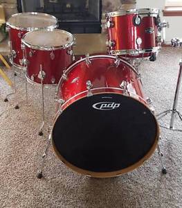 PACIFIC CX Maple Ensenada Badge DW FACTORY Drums-Virgin 24 Red Sparkle THUMPKICK