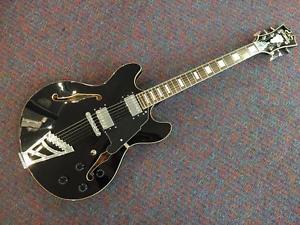 D'Angelico Premier DC335 Style Semi-Hollow Body Electric Guitar-Black-NEW!