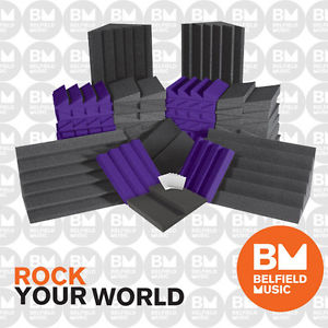 Auralex AlphaDSTKit: 64 x Panels 4 x Bass Traps - Charcoal / Purple