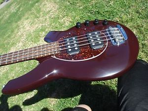 Music Man Bongo 4 HH Bass Guitar Maroon Red Stingray