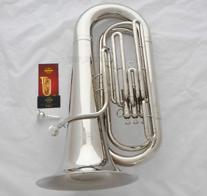 Prof QUALITY TaiShan Silver Nickel Tuba Horn Monel Valves +2 Mouthpiece +Case