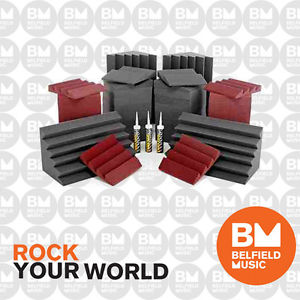 Auralex AlphaDSTKit: 64 x Panels 4 x Bass Traps - Charcoal / Burgundy