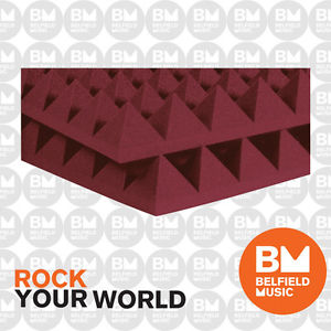 Auralex 2'' Studiofoam Pyramid 2' x 4' Panels - Burgundy x 12  - Belfield Music