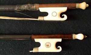 2 x OLD VIOLIN BOW IVORY FROG rare parts luthier バイオリン скрипка lot geigenbogen