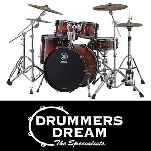 Yamaha Live Custom 5 Piece Drum Kit Shell Pack Amber Shadow Sunburst Finish