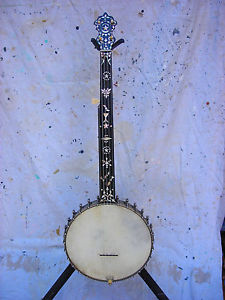 SS Stewart Banjo Vintage 1886 5 String Fretless Nickle-Silver Pristine Condition