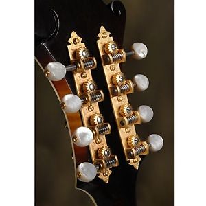 Waverly F-style Mandolin Machines with Pearl Knobs, Satin gold