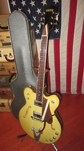 Vintage 1967 Gretsch Rally Hollow Body Electric Guitar Bamboo Yellow Orig Case
