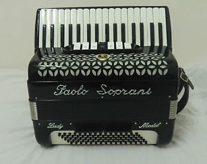 Black PAOLO SOPRANI  LADY model accordion 80 bass Italy mint condition