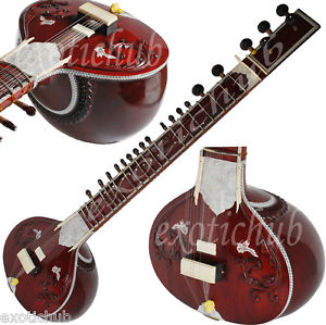 MUNDA SITAR~RAVI SHANKAR STYLE WITH FIBER BOX~FREE STRING/MIZRAB/BOOK~STRING EHS