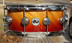 DW Collector's Series Exotic Twisted Olive Burnt Toast Fade Snare Drum Gorgeous!