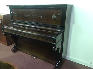 Dark Walnut Ibach Sohn Piano. Beautiful Piece Of Furniture.