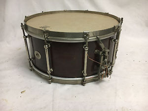 Vintage Ludwig Nickel Plated Tube Lug Mahogany Snare Drum 1920's 6.5" X 14"