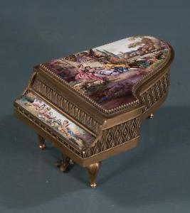 Austrian dore bronze enamelled music box in the form of a miniature g... Lot 135