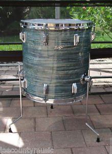 60's Rogers HOLIDAY 16" FLOOR TOM in BLUE STRATA for DRUM SET! LOT #S120