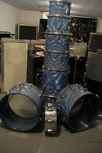 SLINGERLAND 9 piece 70'S BLUE SWIRL with chrome SNARE