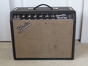 Vintage Black Face Fender Princeton Reverb 1967 , Serviced by George Allesandro