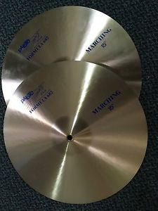 Paiste Formula 602 Marching Crashes 15" Blue Labels Perfect Hi Hat Cymbals NOS
