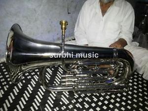 Tuba in Silver Chrome  E Flat Biggest Tuba Low Pitch With Free Case & Mouth pc.