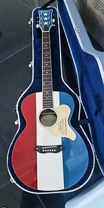 Custom Buck Owens Red, White, and Blue Limited Edition Acoustic Guitar with Case