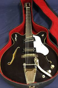 VINTAGE RARE 1969 Silvertone 1475 CLASSIC Semi-Hollow Electric Guitar Burgundy !