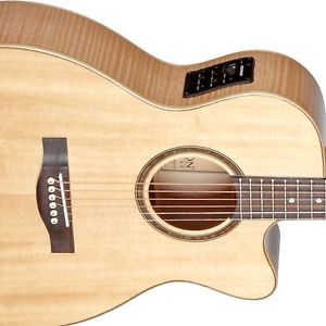 Teton STG130FMCENT Acoustic Electric Grand Concert Guitar & Case, Solid Spruce
