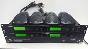 Shure Wireless System (4) SLX4 Receivers, UA844 Antenna Distro (4) MX690 Mic G5