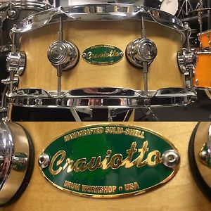 DW Solid Shell Craviotto Snare Drum 14x5" Green Badge