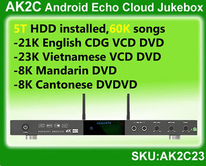 Android Cloud HDD ECHO Karaoke Jukebox,5T,English+Chinese+Vietnamese songs