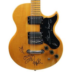 VINTAGE 1973 GIBSON L6-S NATURAL FINISH SIGNED BY OZZY OSBOURNE & TOURING BAND