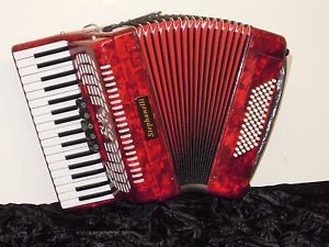Stephanelli 72 Bass Accordion - Perloid Red - NEW  Elite  Model