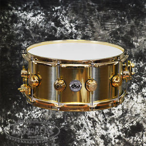 DW Collector Series 6.5x14 Polished Brass Snare Drum - Gold Hardware
