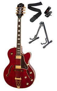 Epiphone Joe Pass Emperor 2 Pro Electric Guitar, Wine Red & Accessories (NEW)