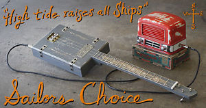 3 String Cigar Box Guitar~ 1875 Sailors Choice Tobacco ~ Slide Bottleneck Dobro