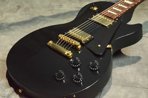 Gibson Les Paul Studio Ebony Gold Hardware Electric Guitar Free Shipping