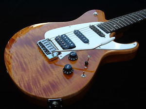 rare vintage Leo Scala custom guitar Amber flame rosewood neck exotic w/case wow