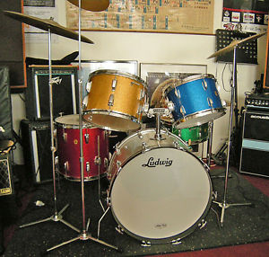 LUDWIG 1960 Vintage Keystone multi-colour Sparkle Batterie Drum Kit UNIQUE!