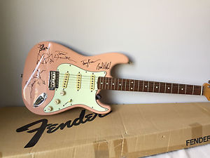 Aerosmith Signed Fender Stratocaster Guitar Autographed "Pink" 50th Reissue