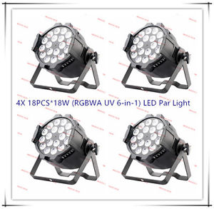 4X 18PCS*18W (RGBWA UV 6-in-1) LED Par Light  Stage Lighting Party Disco par can