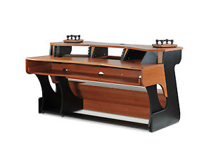 Zaor Miza X2 | Studio Workstation Desk w/ Built-in Speaker Stands | Black Cherry