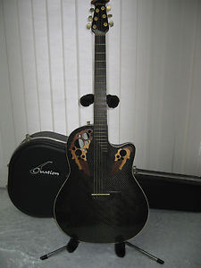 Ovation Adamas W597 Acoustic/Electric Guitar Carbon Fiber Black w/ Hard Case