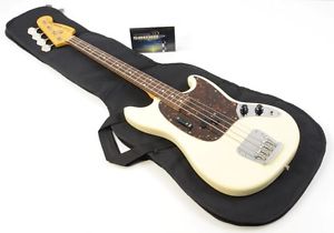 2012 Fender Mustang Bass Guitar - Olympic White w/ Gig Bag - Made In Japan