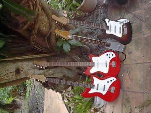 1965 JMI British Vox collection, bass and guitar x 4