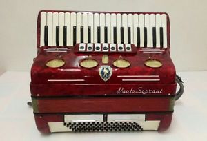Red Paolo Soprani accordion akkordeon 80 bass made in Italy DONNINA