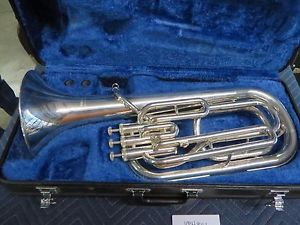 Yamaha Silver Bb Baritone Horn YBH-301S with OHSC, Completely serviced.