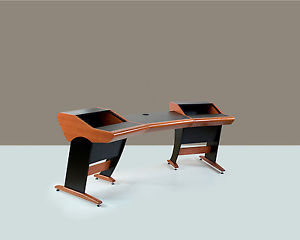 Zaor Onda | Angled Studio Workstation Desk with 2x6 RU | Cherry Finish